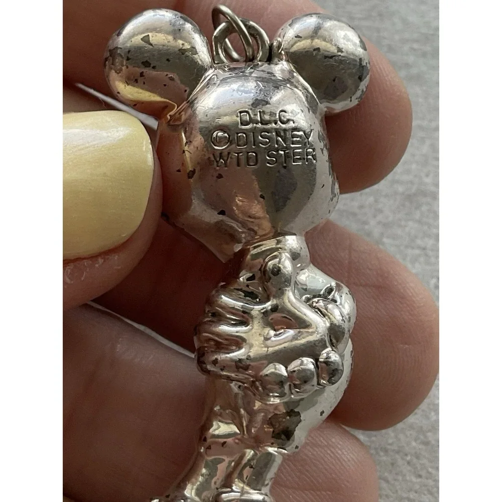DLC Disney WTD Sterling Silver Mickey Mouse Puffy Pendant Vintage